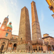 The Twin Leaning Towers Of Bologna, Italy, Southern Europe