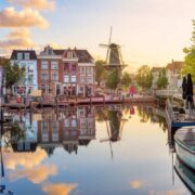 Panoramic Canal In Leiden, Netherlands