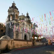 Festive street in Tepoztlan, Mexico
