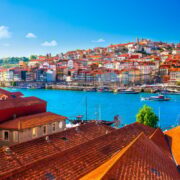 Beautiful view of the city of Porto on a beautiful summer day. Porto, Portugal.